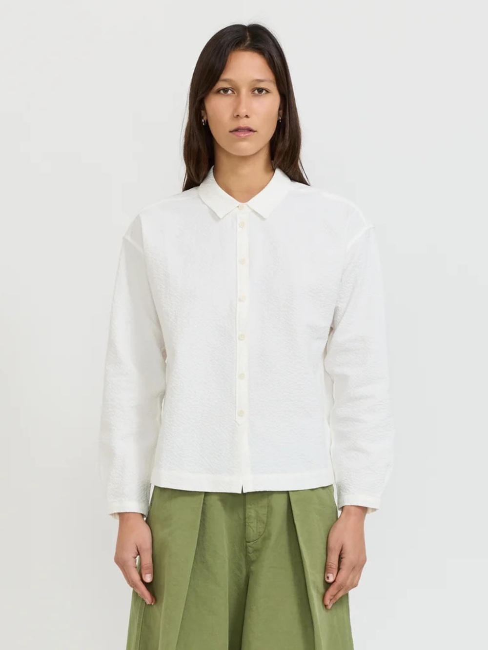 YMC Marianne Shirt White Seersucker SzSmall Like New
